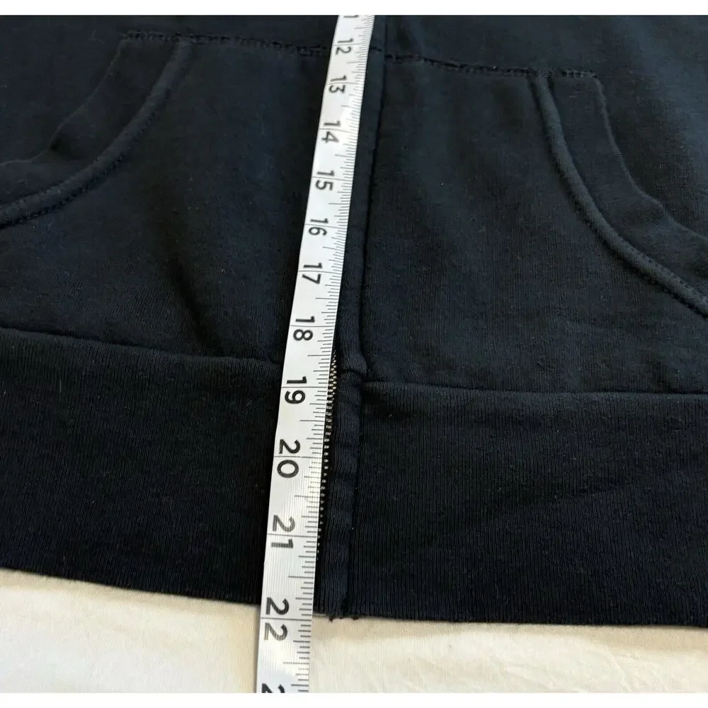 VTG Ralph Lauren Black Sequin Hooded Zip Up Sweater Y2K 00’s Grunge Indie Size S